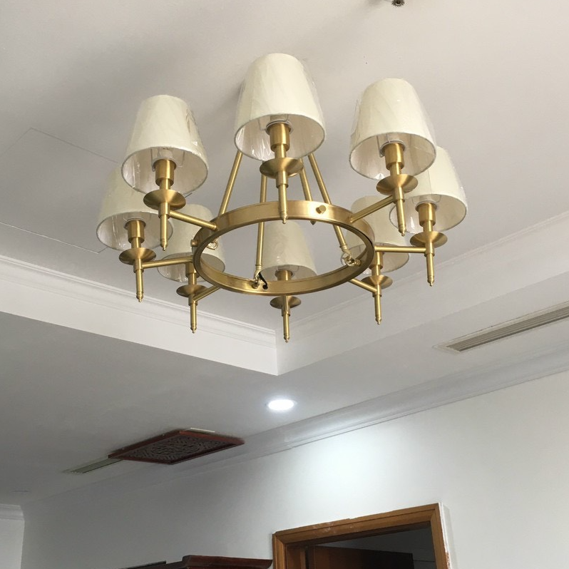 Đèn chùm LEMANO sang trọng khung đồng cao cấp trang trí nhà cửa hiện đại loại 8 tay - kèm bóng LED chuyên dụng.