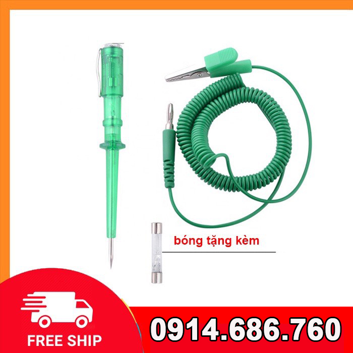 Bút thử điện ô tô bóng LED. 6-24v, đổi màu TẶNG KÈM bóng đèn thay thế