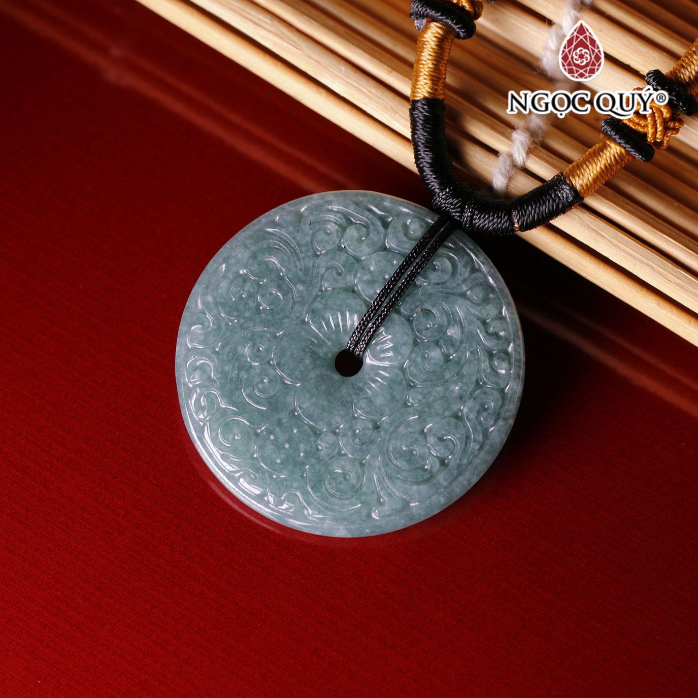 Mặt dây chuyền đồng điếu lam ngọc mệnh thủy mộc - Ngọc Qúy Gemstones