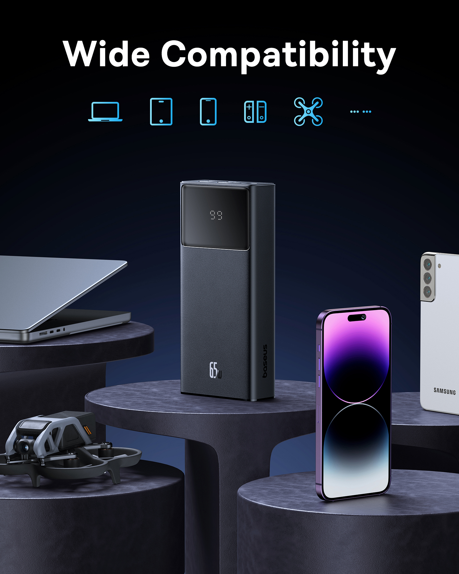 Pin Sạc Dự Phòng OS-Baseus Star-Lord Digital Display Fast Charging Power Bank 20000mAh 65W