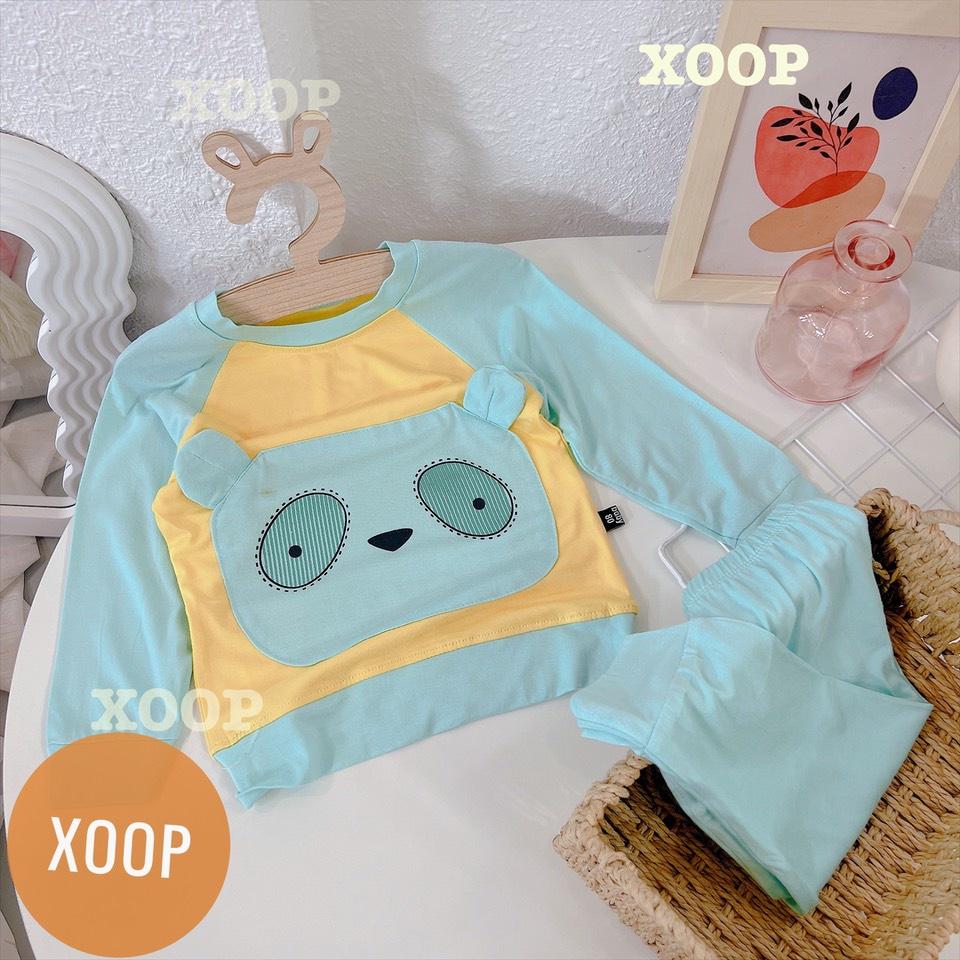 Bộ dài tay chất thun lạnh- Bộ dài tay xoop in họa tiết 2 mắt 2 tai cho bé BD12