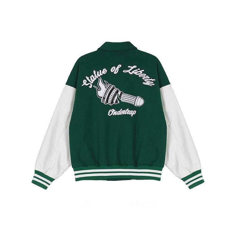 ÁO VARSITY JACKET BOMBER UNDERTRAP - Áo Nỉ Bomber Cotton Siêu Rẻ Phù Hợp Nam Nữ có ảnh thật