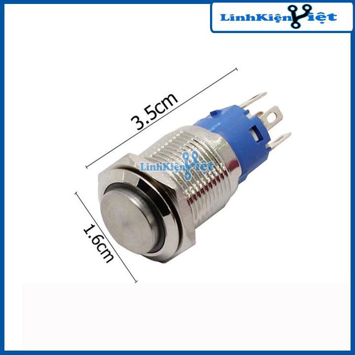 Nút Nhấn Đề Sắt Chống Nước Có Đèn Báo 12VDC-12mm Nhấn Giữ