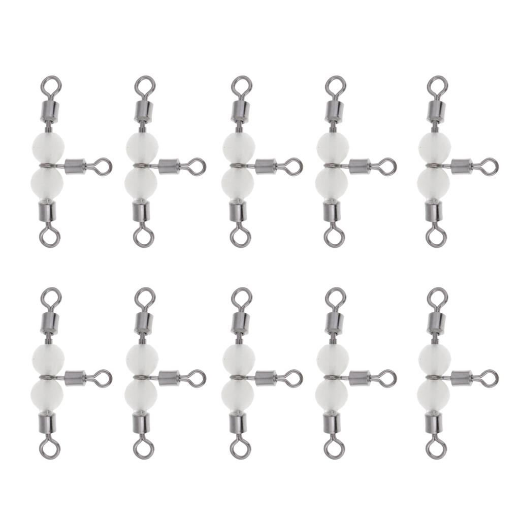 10pcs 3 Way Swivel Luminous Rolling Barrel T shape Swivel Connector 4.6cm