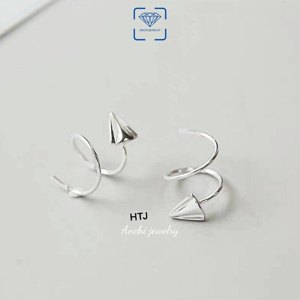 Bông tai, khuyên tai xoắn ốc ôm vành tai cho nam nữ cool ngầu cá tính bạc thật không đen, trang sức Anchi jewelry