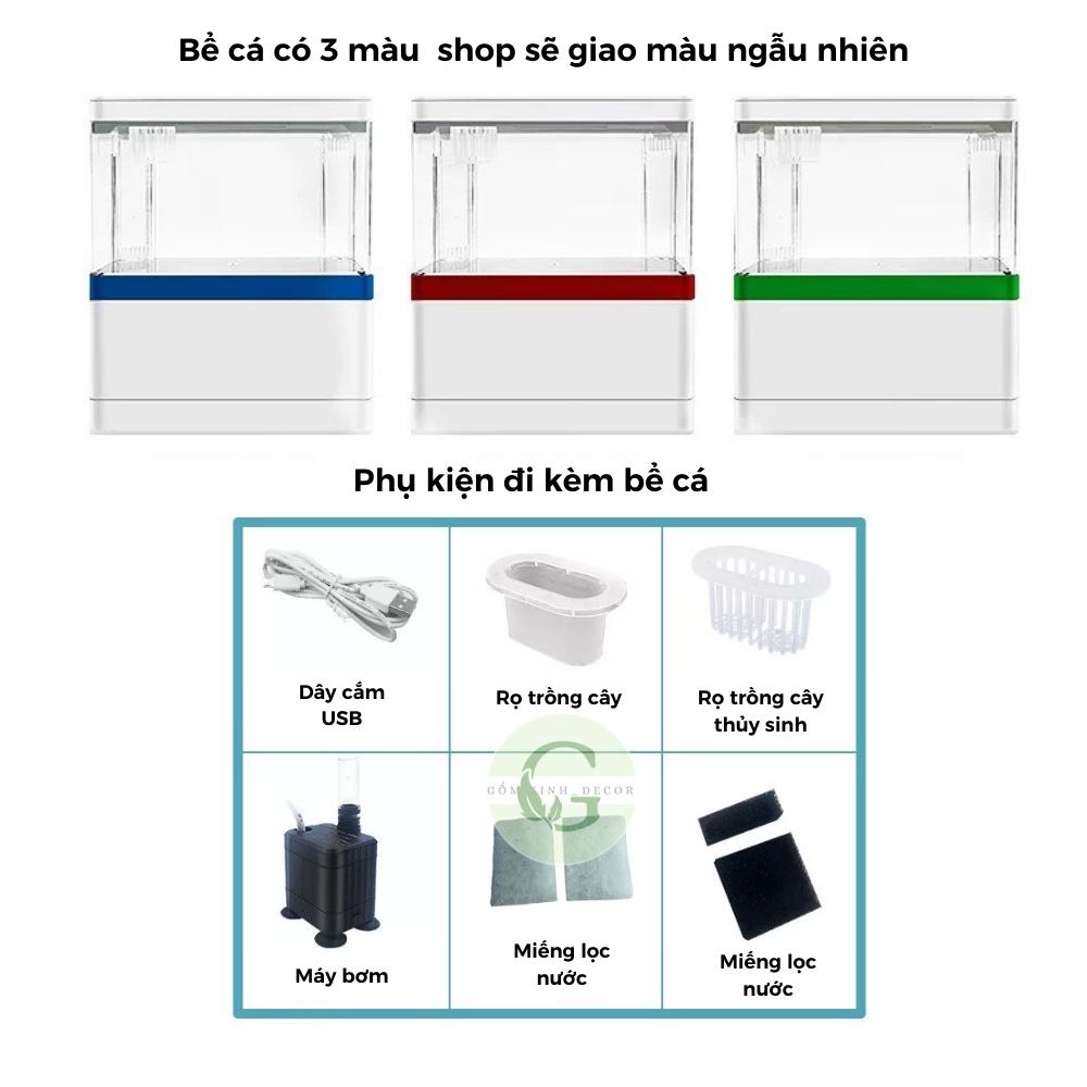 Bể Cá Mini FISH TANK Để Bàn Làm Việc Đa Chức Năng Hồ Thủy Sinh