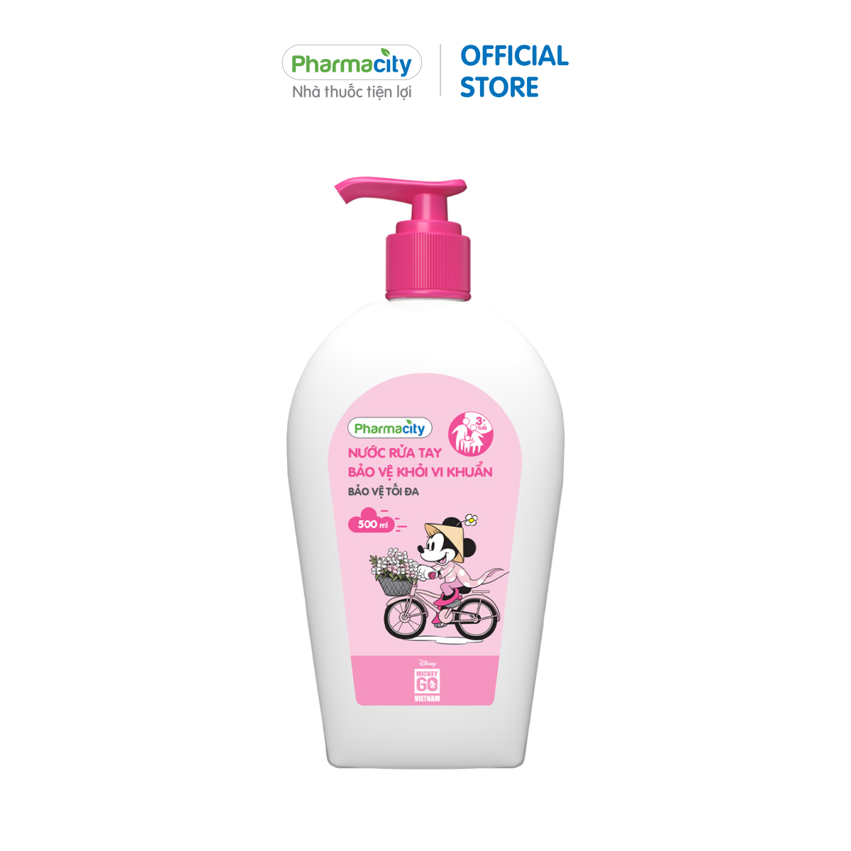 Nước rửa tay bảo vệ khỏi vi khuẩn Pharmacity Mickey Go Vietnam (500ml) - Bảo vệ tối đa