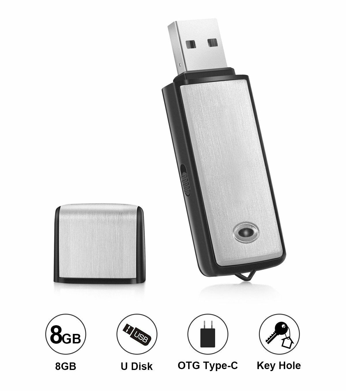 Máy Ghi Âm Mini , USB Ghi Âm, Dung Lượng 8G, Thu Âm Tốt, HÀNG CHÍNH HÃNG K2TOP