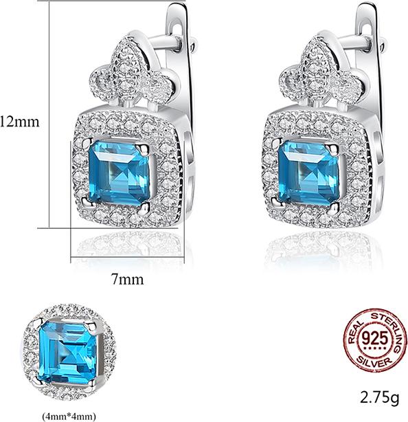 Bông tai Bạc thật nữ trơn đính đá cao cấp bằng bạc ý 925 tự nhiên cao cấp B2399 Bảo Ngọc Jewelry