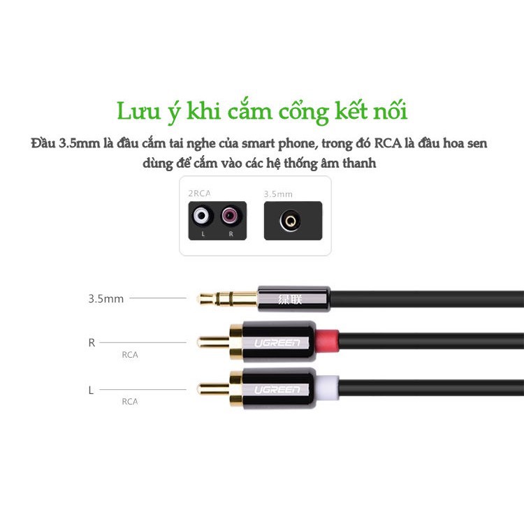 Cáp Audio 3.5mm ra 2RCA Cao Cấp UGREEN 20780 hàng chính hãng