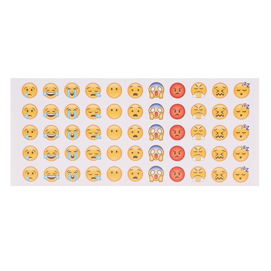 Bộ 12 Tấm Sticker Dán Trang Trí - Emoji (70 x 165 mm)