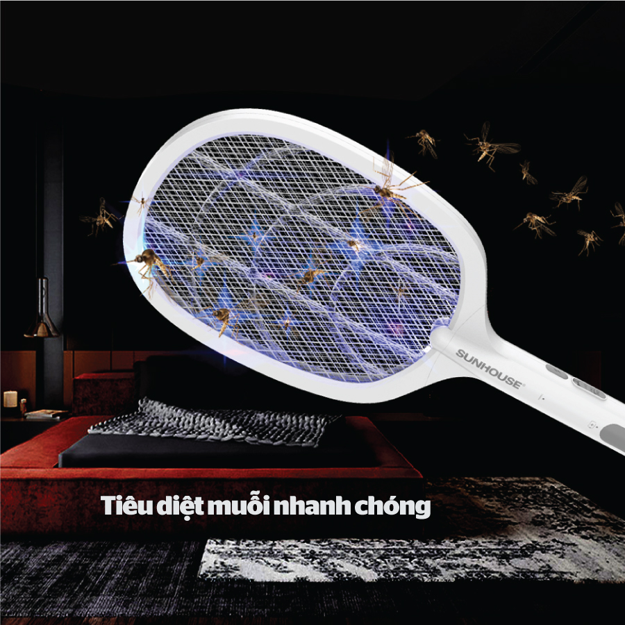 [Coupon 20K đơn 299K] Vợt muỗi thông minh 3in1 SUNHOUSE SHE-PRO11.W