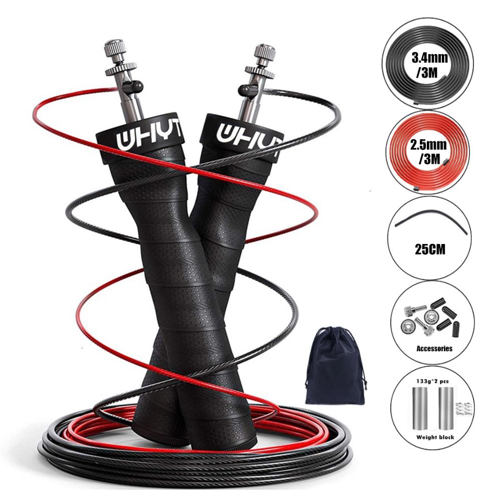 2.5/3.4Mm Thể Dục Tốc Độ Dây Nhảy Crossfit Bỏ Qua Sợi Dây Có Trọng Số Nhảy Bỏ Sưu Tập Luyện Với Vòng Bi Chống trơn Trượt Tay Cầm
