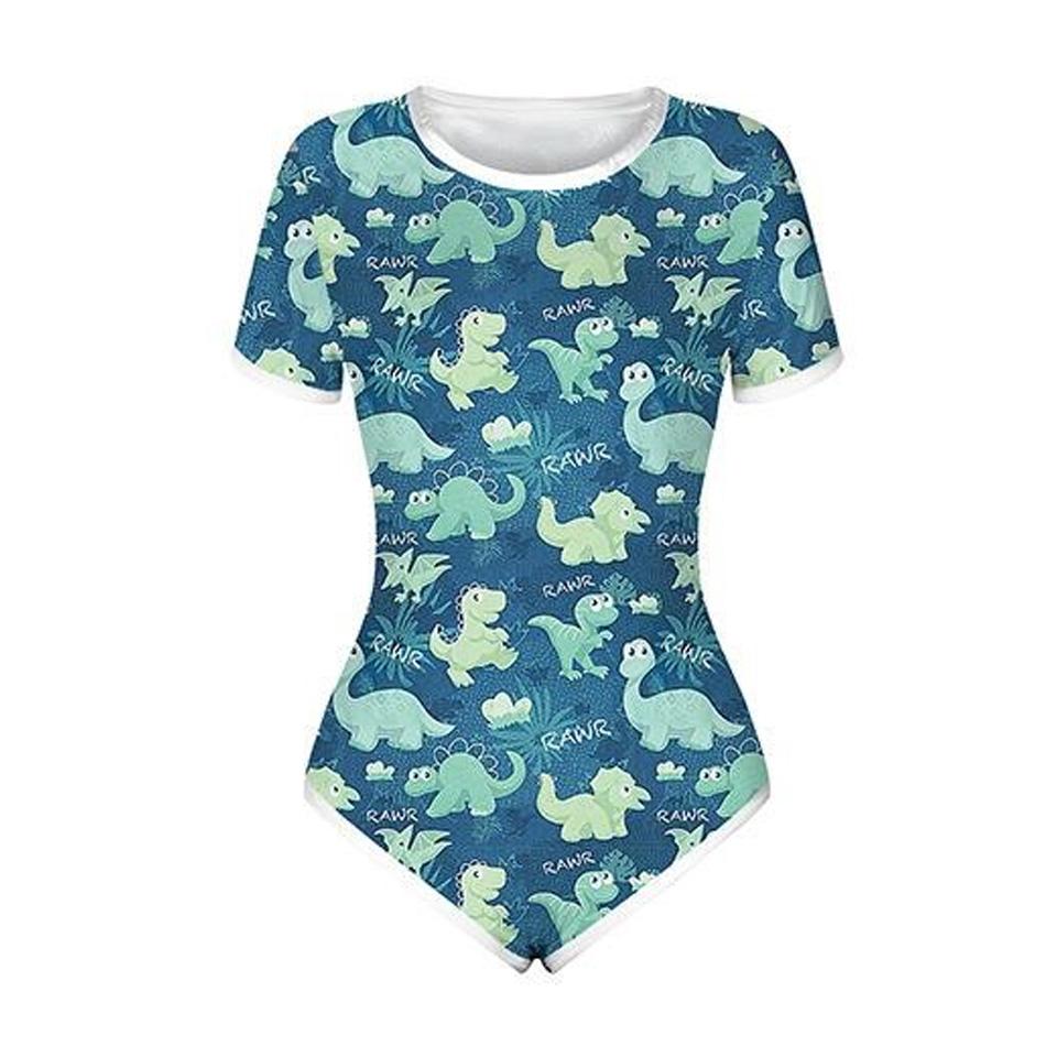 DDLG Trưởng Thành Bodysuit Tã Người Yêu Nữ Tay Ngắn Ốp Đáy Quần Người Lớn Onesie Liền Quần Romper Áo Liền Quần Với In Hình Kỳ Lân Cho Người Lớn Bé Trai