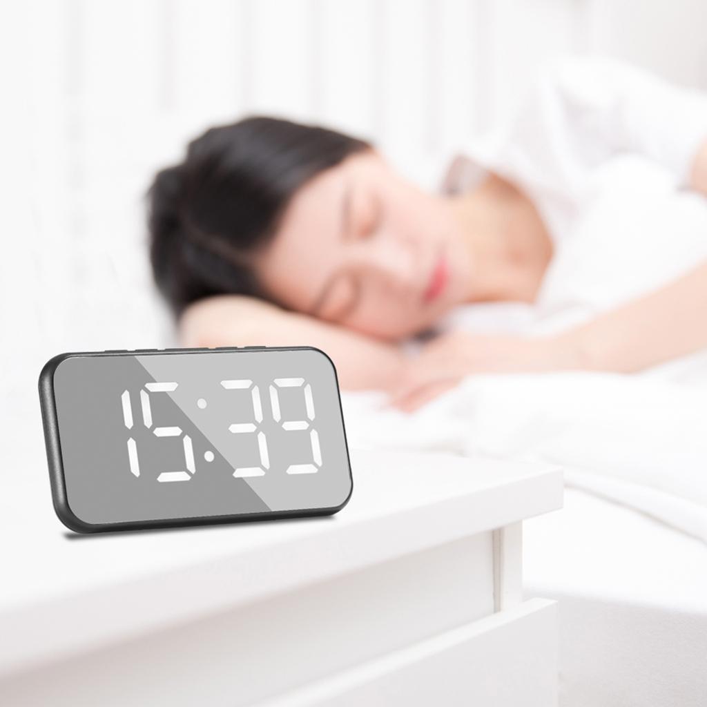 Desk  Clock  Display Digital Temperature Snooze Table USB White