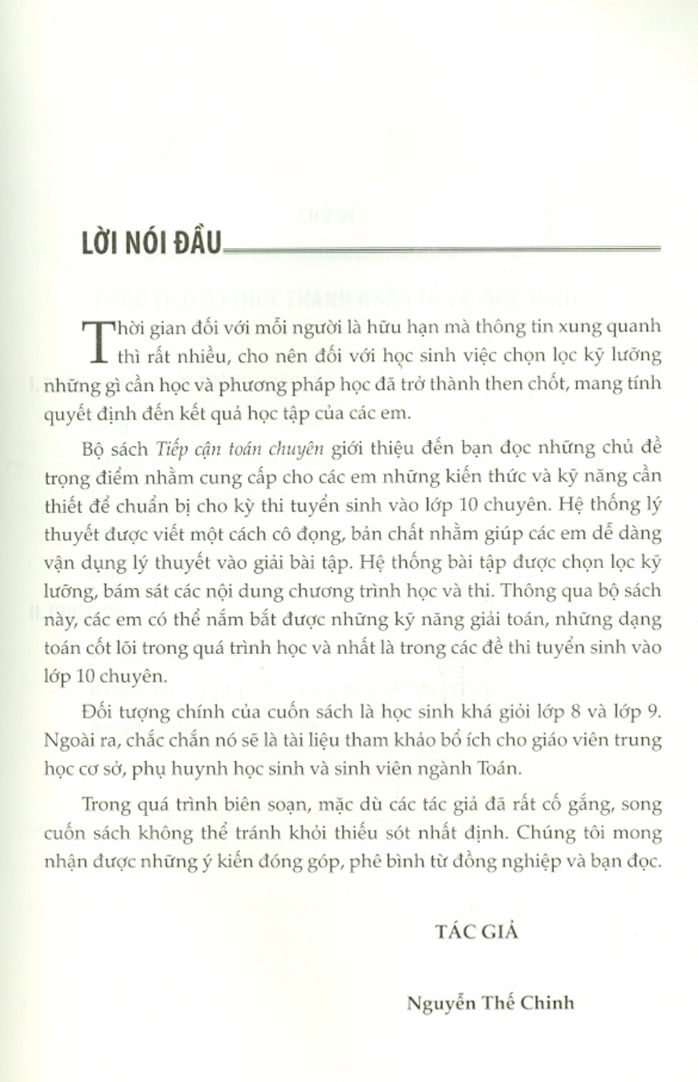 Tiếp Cận Toán Chuyên Ôn Thi Vào Lớp 10 Phần Đại Số