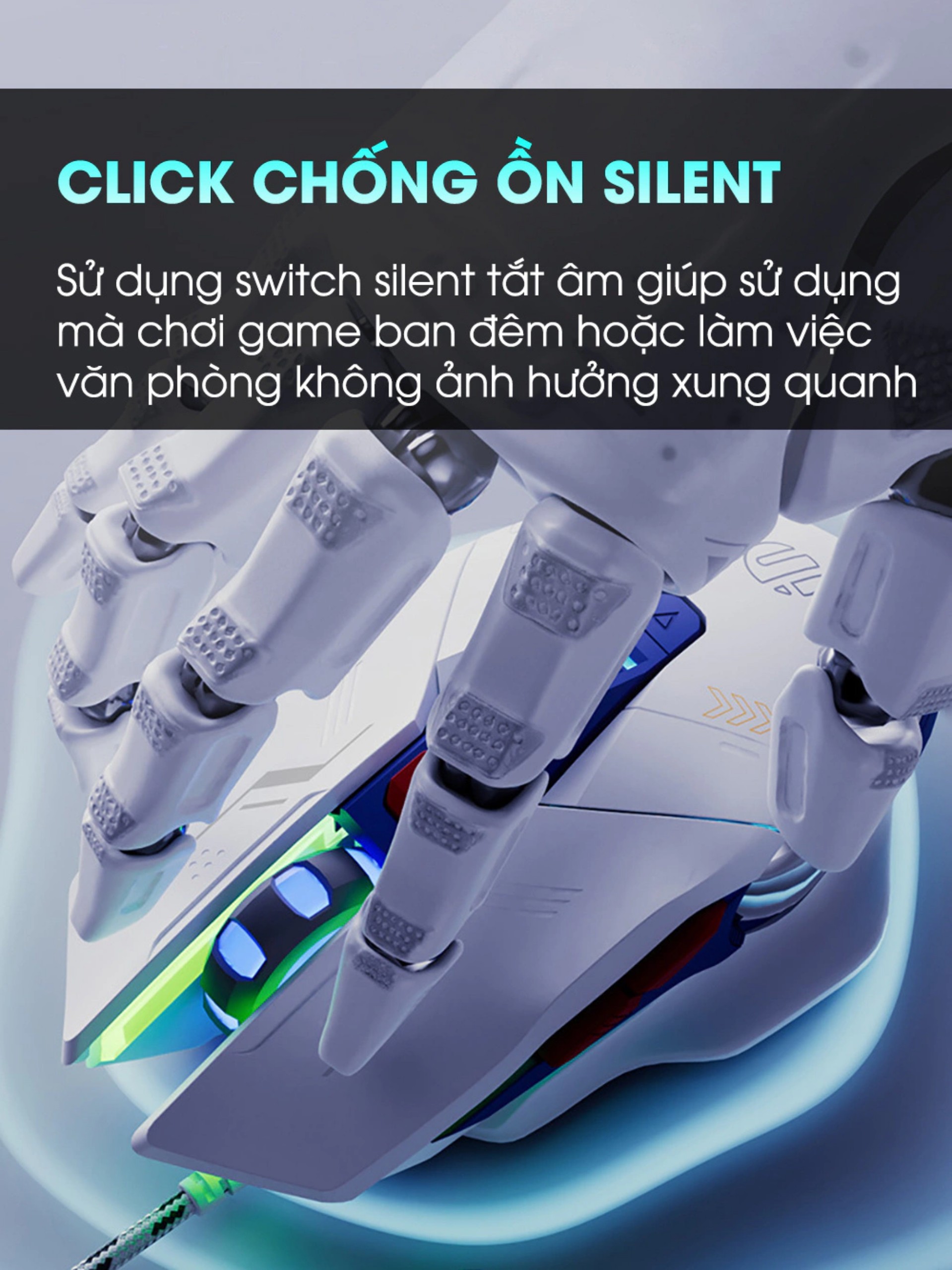 Chuột gaming máy tính có dây TEKKIN INPHIC W9 GUNDAM click silent chống ồn DPI 4000 cho gamer - hàng chính hãng