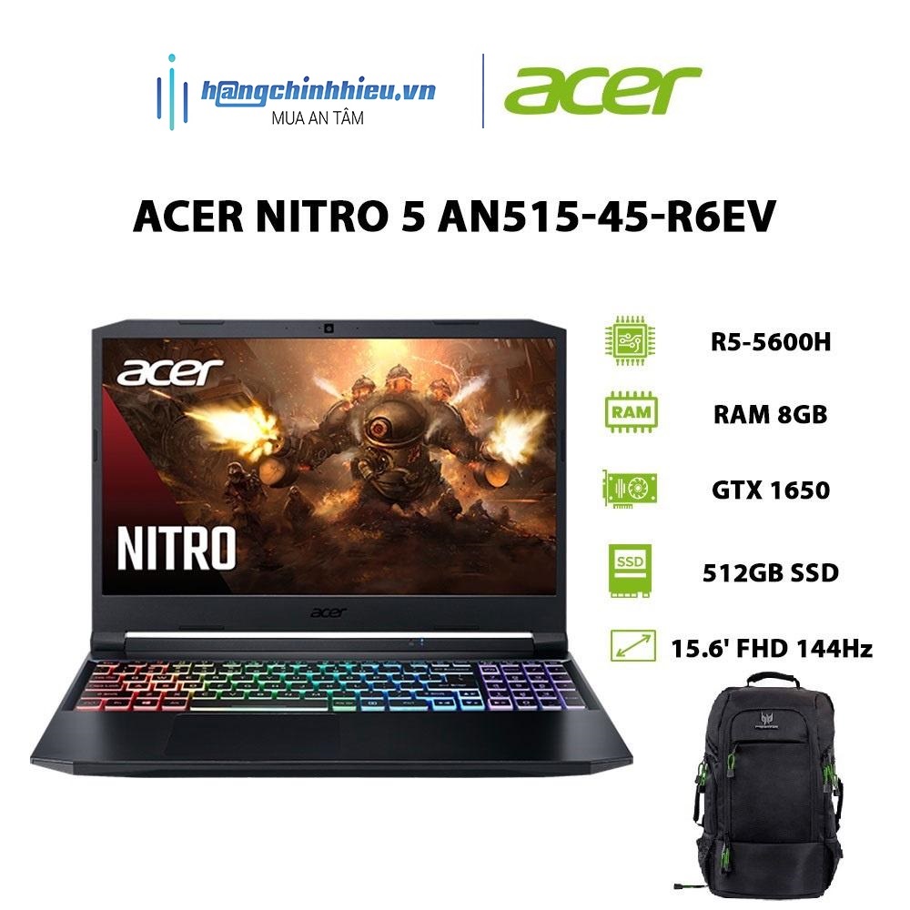 Laptop Acer Nitro 5 AN515-45-R6EV R5-5600H |8GB|512GB|GTX 1650 4GB|156' FHD 144Hz|Win 11 Hàng chính hãng