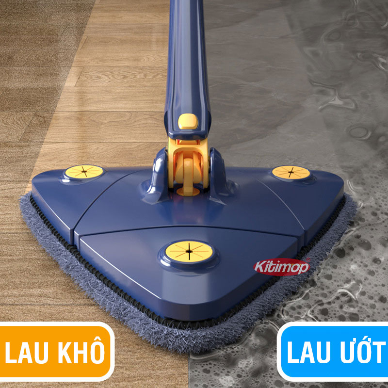 Cây lau nhà tam giác Kitimop-A3 Plus tự vắt xoay 360 độ, dùng lau tường, lau trần, lau kính đa năng tiện lợi hiệu quả