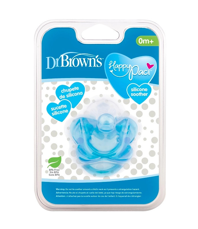Ty ngậm Dr.Brown's siêu mềm đầu tròn Happy Paci, 100% silicone