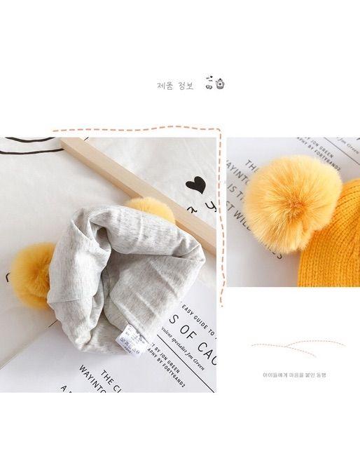 MŨ LEN 2 QUẢ BÔNG NHIỀU MÀU