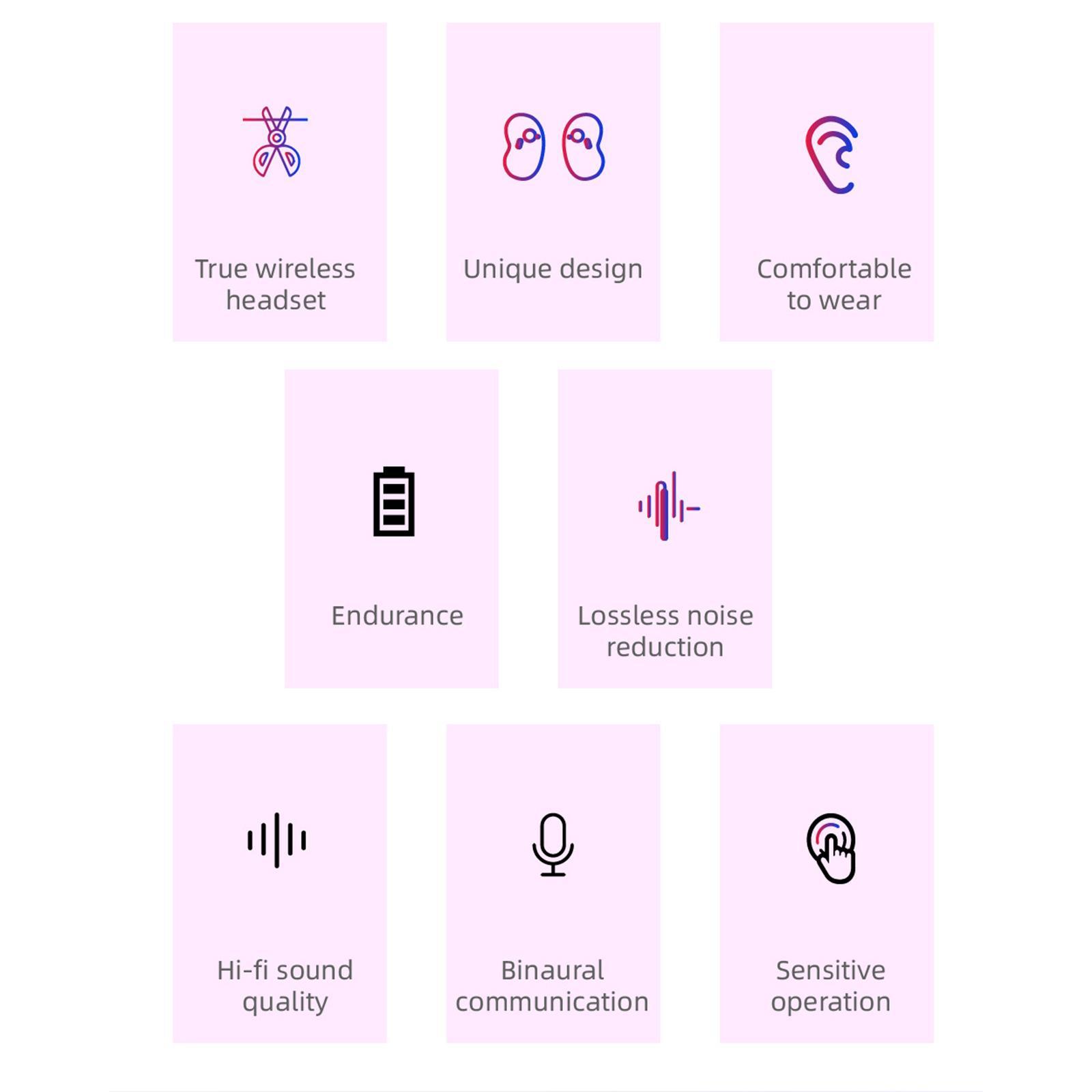S6 Bluetooth Earphones Wireless Headphone Binaural Call Black