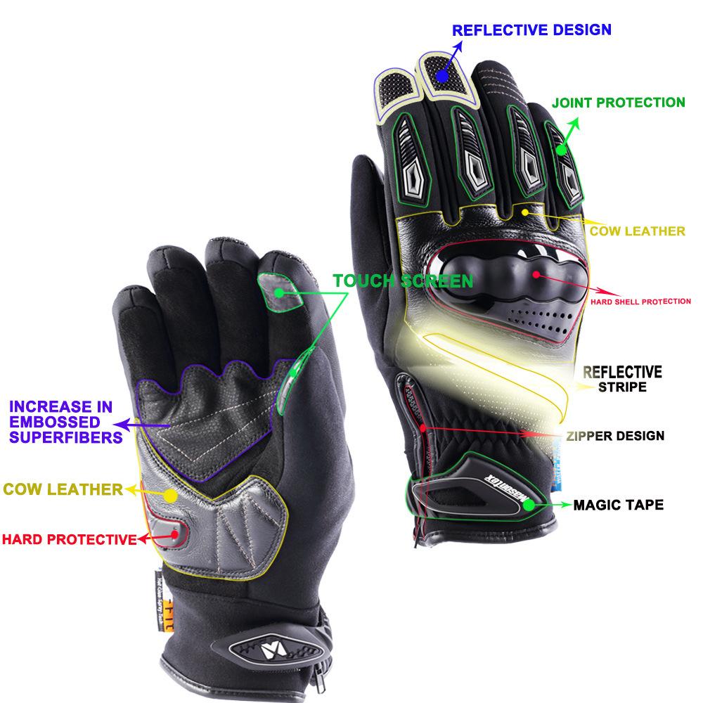 Đảm bảo chất lượng Masontex mùa thu và mùa đông găng tay xe máy chống thấm nước ấm full ngón đua vỏ cứng màn hình cảm ứng ngoài trời đi găng tay