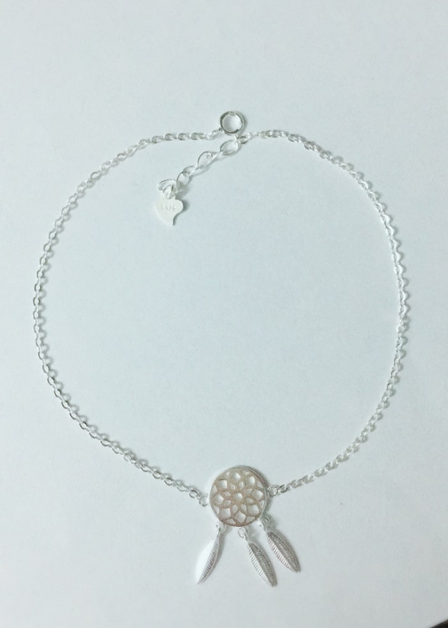 Lắc chân nữ bạc 925 Huệ Ngân - Dreamcatcher bùa bắt giấc mơ RYBJ50076