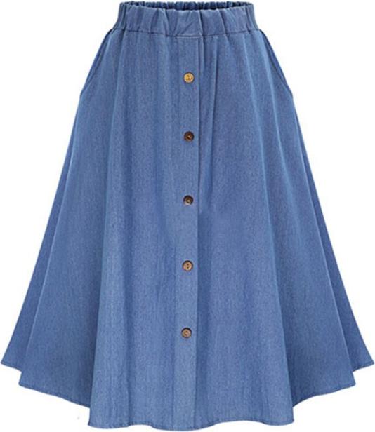 Chân váy Denim đính cúc chất thoáng mát free size VAY01