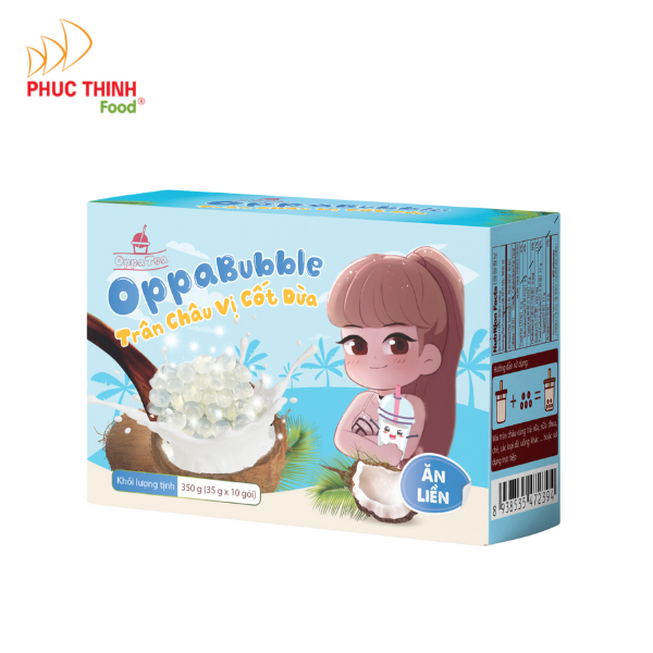 Trân Châu Cốt Dừa Ăn Liền Oppa Bubble Hộp 350g Nguyên Liệu Trà Sữa Pha Sẵn Topping Dùng Trực Tiếp