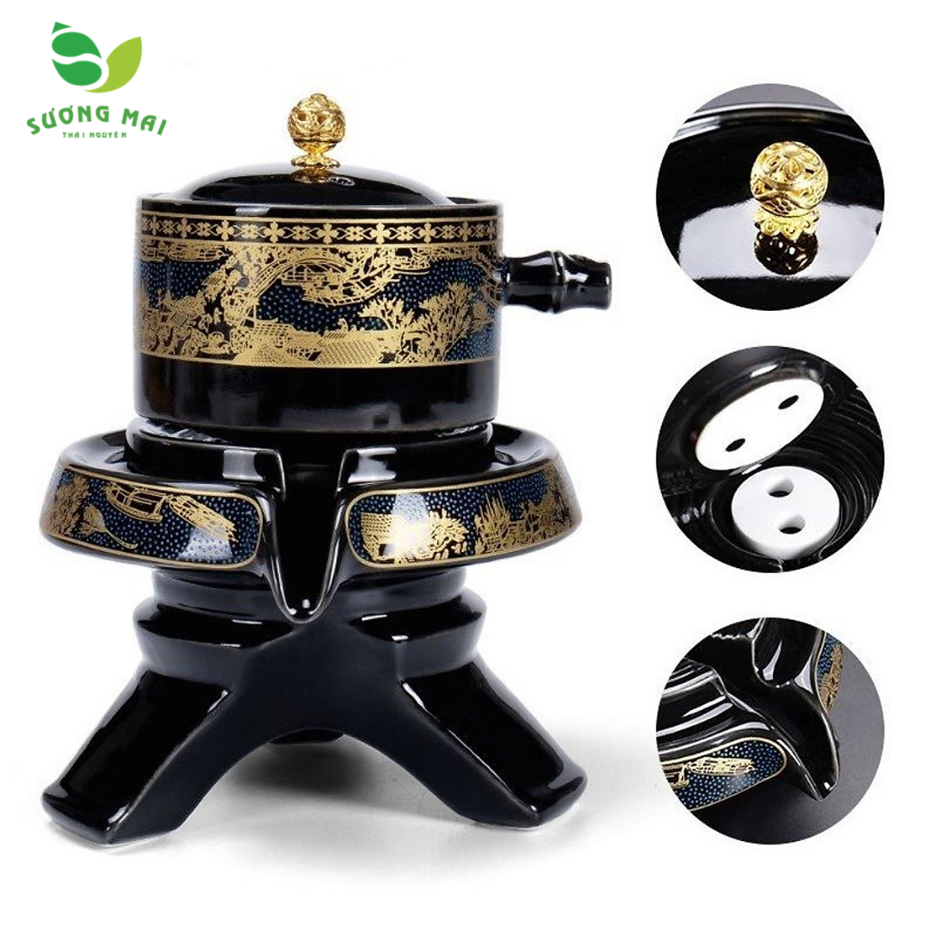 Bộ ấm chén pha trà cối xay Cảnh Trấn Thanh Di 13&12&11 món