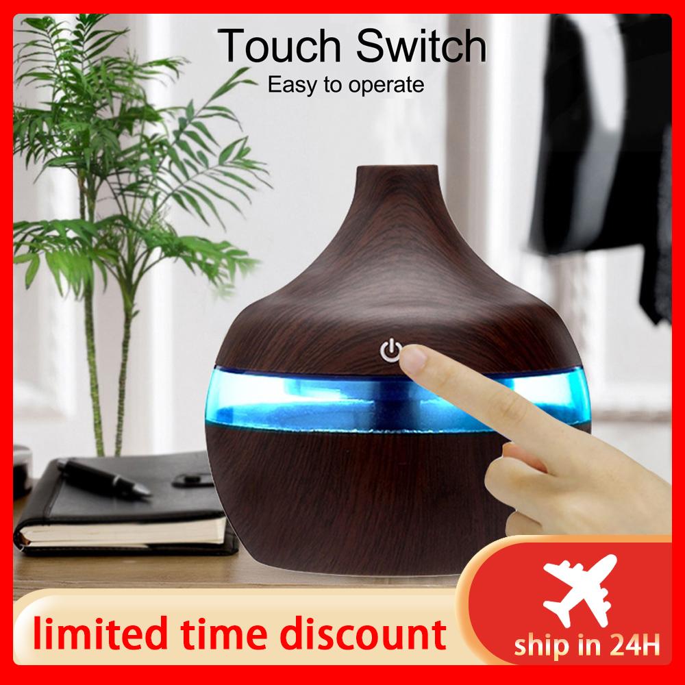 Máy Tạo Độ Ẩm Không Khí Gia Đình Tinh Tinh Dầu Khuếch Tán Tinh Dầu Siêu Âm Thanh Vân Gỗ Phun Sương Tạo Với Cảm Ứng Thông Minh USB Humidificador