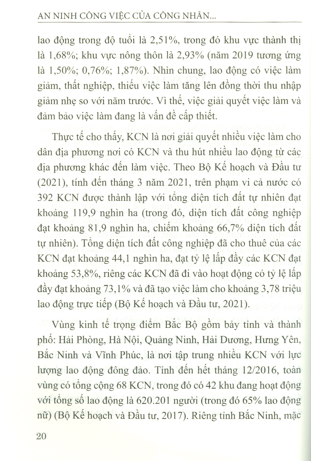 An Ninh Công Việc Của Công Nhân Tại Các Khu Công Nghiệp Vùng Kinh Tế Trọng Điểm Bắc Bộ - Trường Hợp Tỉnh Bắc Ninh