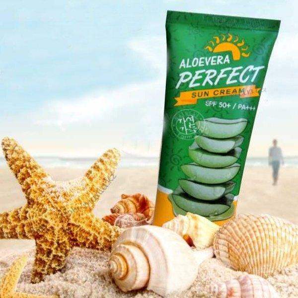Kem Chống Nắng Tính Chất Nha Đam Aloevera Perfect Sun Cream SPF50+ PA+++ 70g - Hàng Chính Hãng