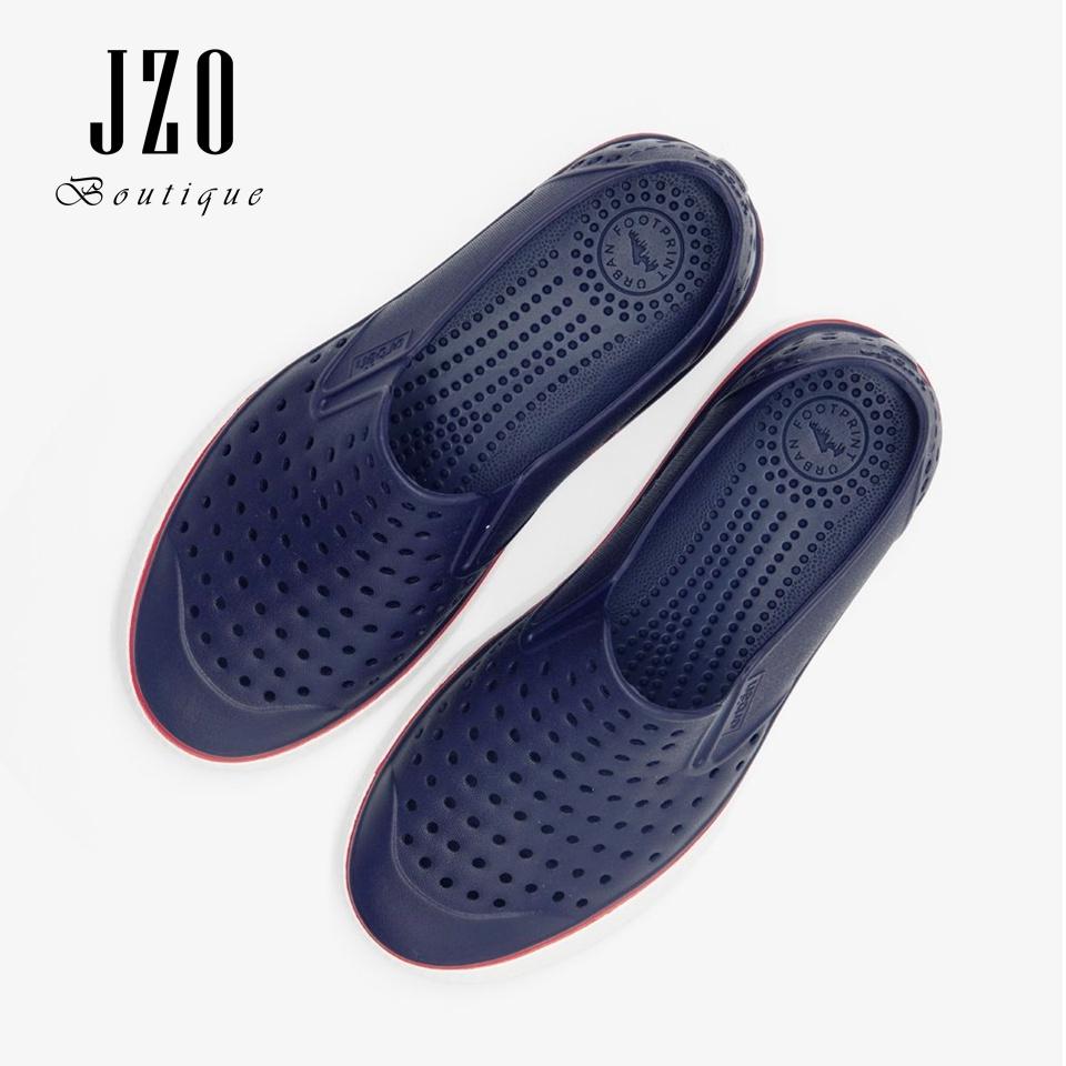 Giày nhựa UB nam nữ đi mưa đi biển D2201 - Xanh chàm lé đỏ