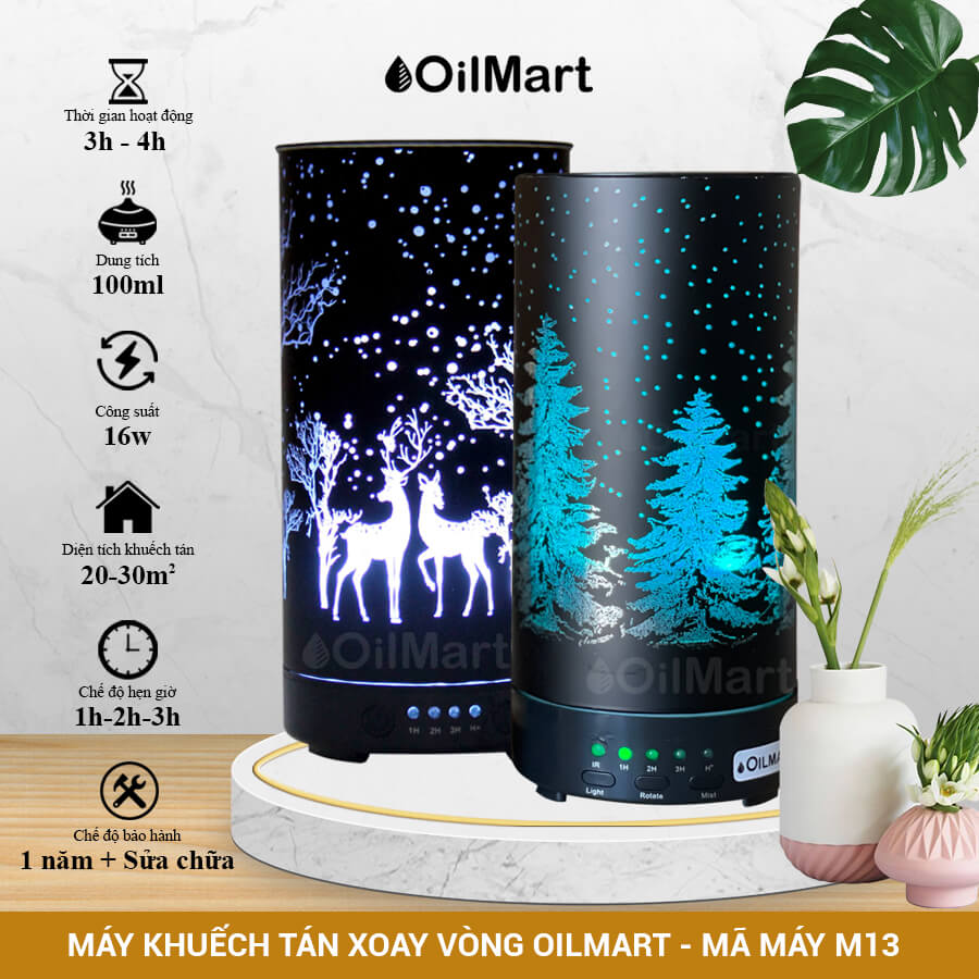 Máy Khuếch Tán Tinh Dầu Oilmart Bình Xoay - 16W 200ml