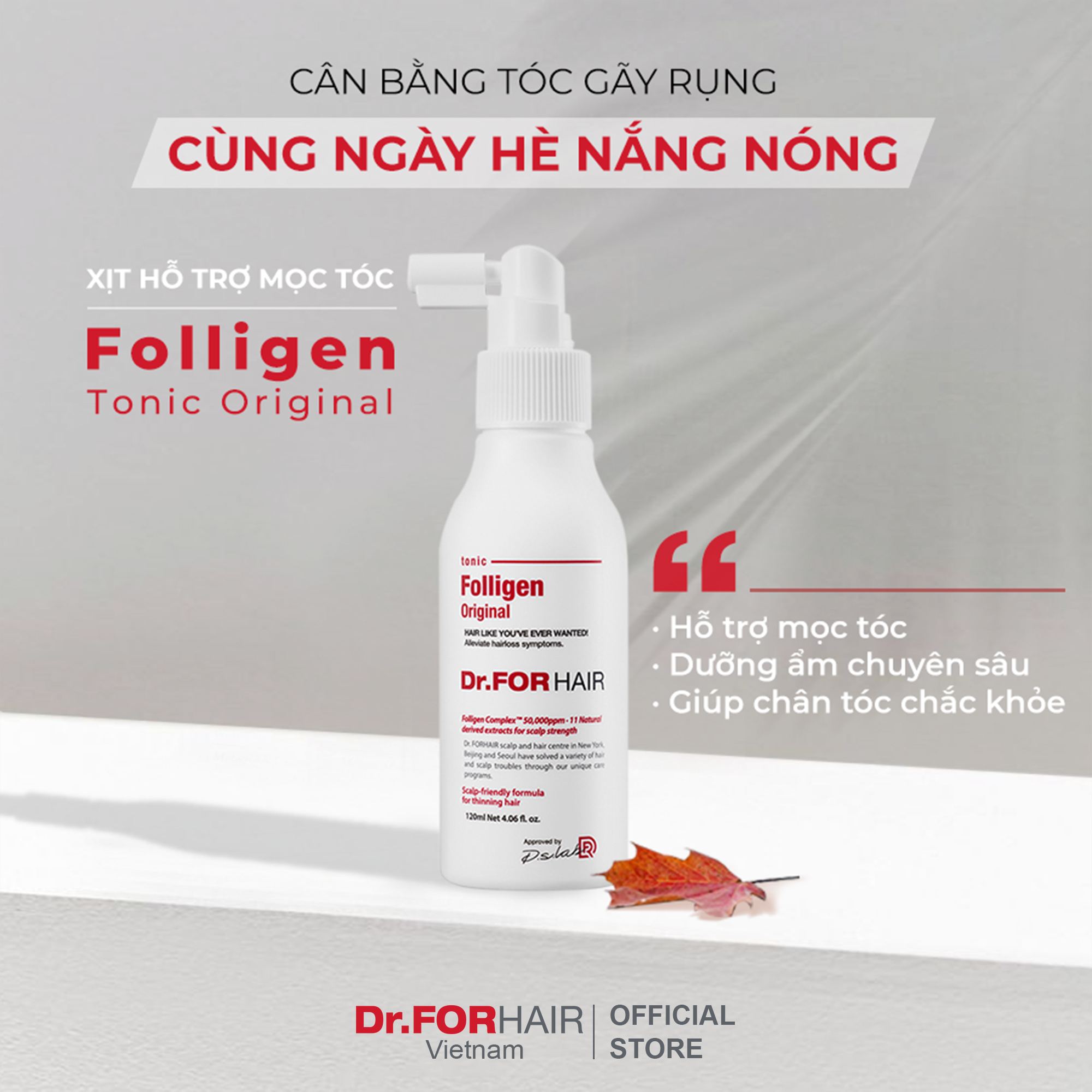 Bộ dầu gội giảm gàu giảm ngứa và xịt dưỡng hỗ trợ mọc tóc dày và khỏe Dr.FORHAIR Folligen Anti-Dandruff Shampoo và Folligen Tonic Original