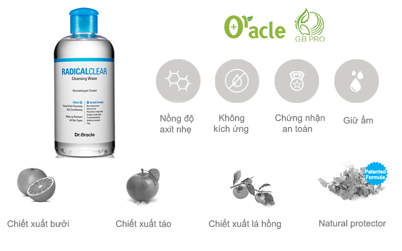 NƯỚC TẨY TRANG RADICAL CLEAR CLEANSING WATER – THƯƠNG HIỆU DR.ORACLE HÀN QUỐC - 150ML