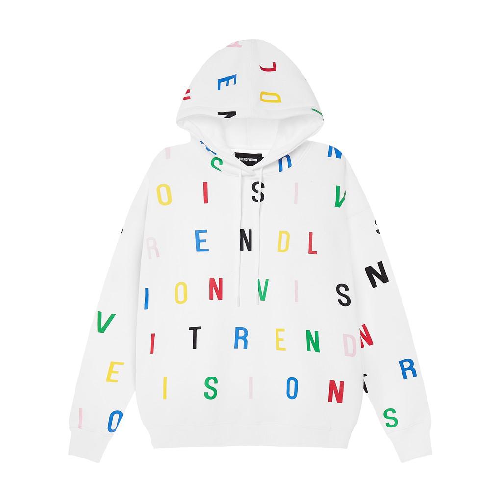 Áo hoodie chữ overprinted trắng