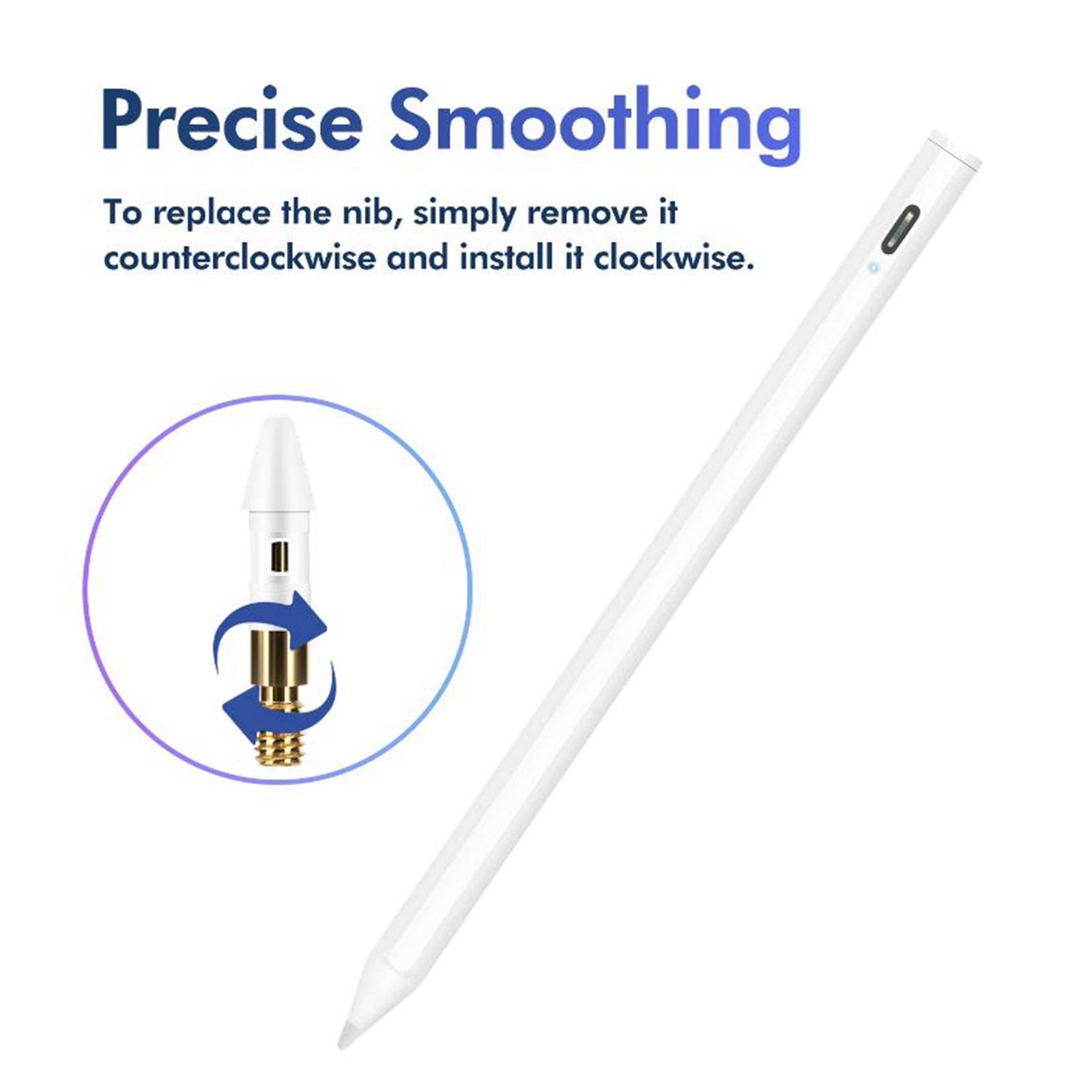 Stylus Pen for Touch Screen, Smooth Precision Capacitive Pen Fine Point Built-in Magnet Automatically Attached, for iPad 2018-2019 Above Version