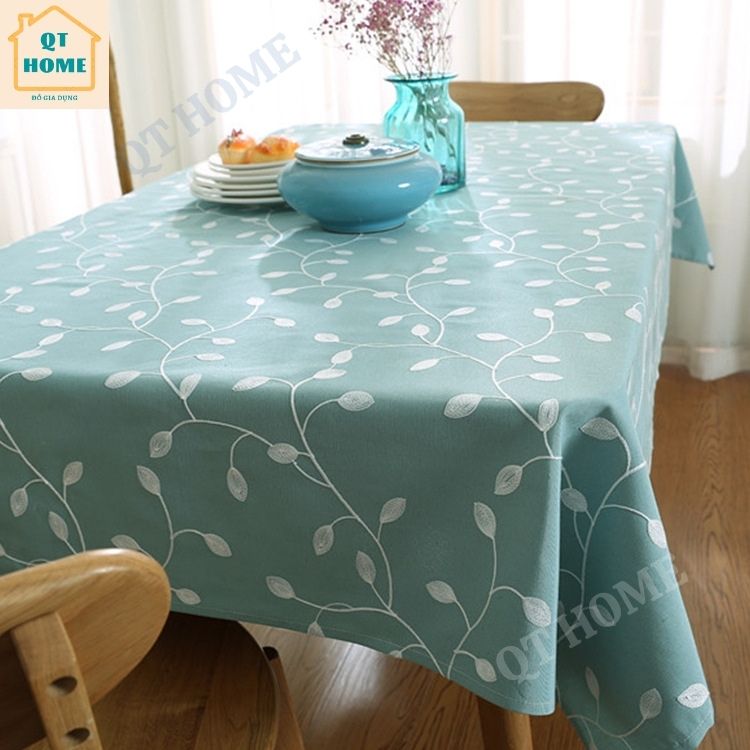 Khăn Trải Bàn Cao Cấp Vải Lanh Cotton Thêu Ren Nổi Nhiều Kích Thước