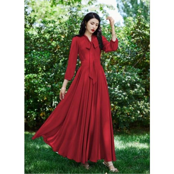 ĐẦM XÒE THẮT NƠ TAY DÀI