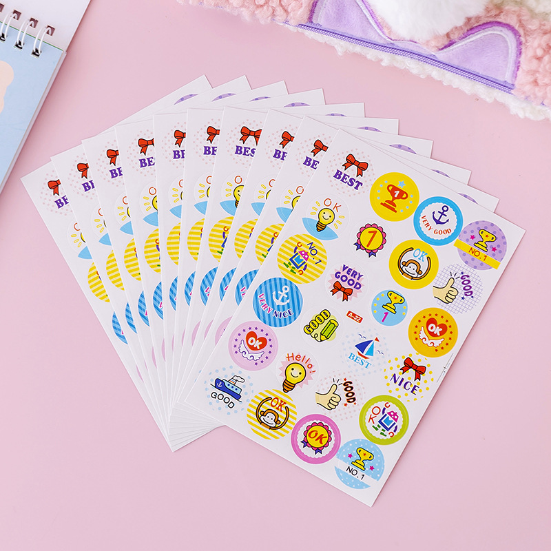 Sticker cuộn 500 hình dán cute dễ thương đẹp giá rẻ, sticker trang trí dán sổ khen thưởng học sinh văn phòng phẩm