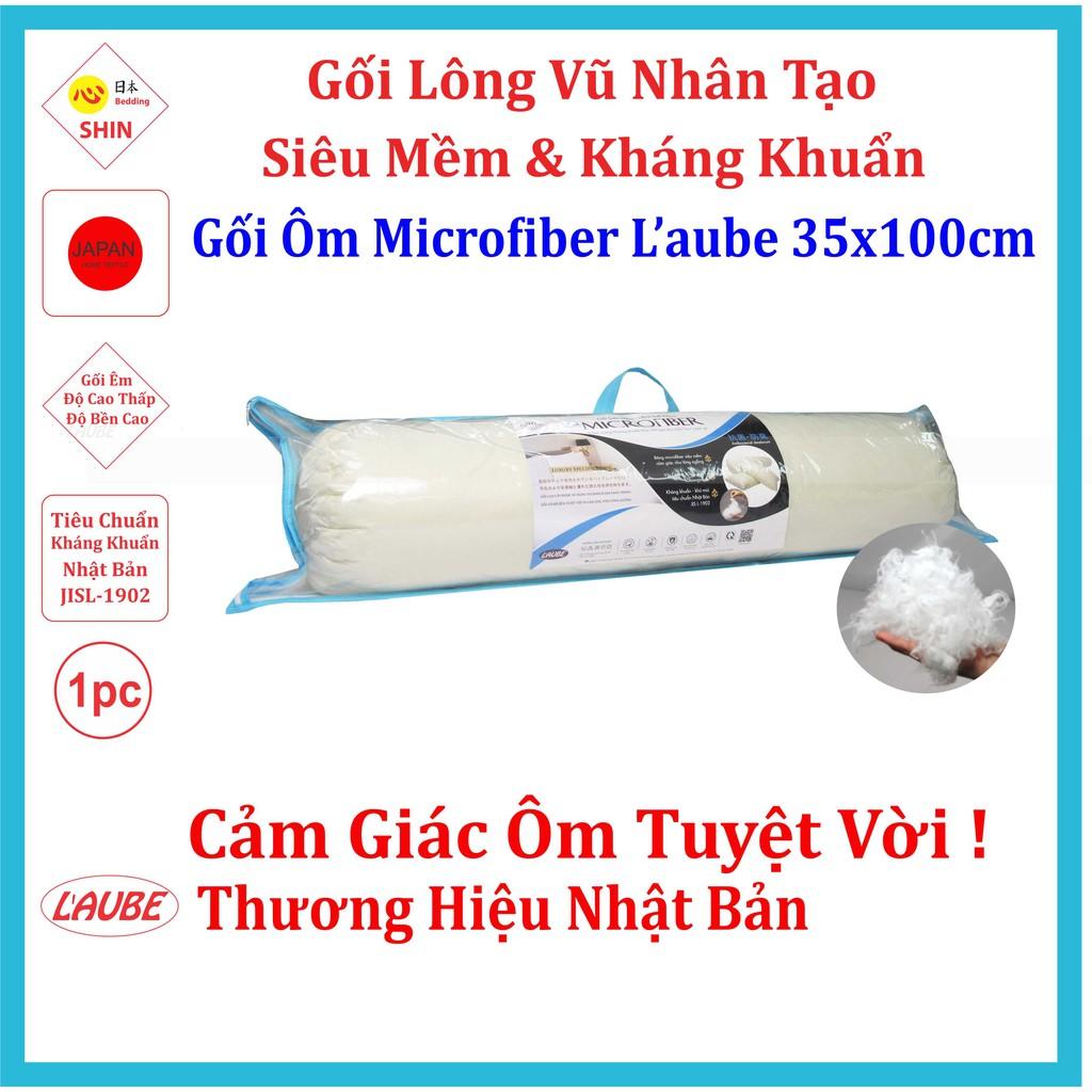 Gối ôm lông vũ nhân tạo siêu mềm khử mùi 35x100cm hiệu laube