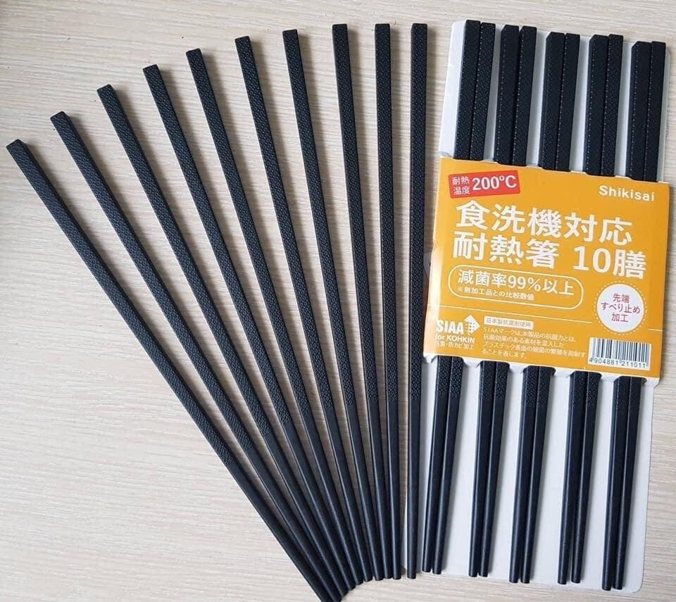 VỈ 10 ĐÔI ĐŨA ĂN XUẤT NHẬT KHÁNG KHUẨN, CHỐNG ẨM MỐC ĐƯỢC LÀM TỪ SỢI THỦY TINH TỔNG HỢP, CHỊU NHIỆT LÊN ĐẾN 200 ĐỘ C, SỬ DỤNG ĐƯỢC CHO LÒ VI SÓNG, MÁY RỬA BÁT