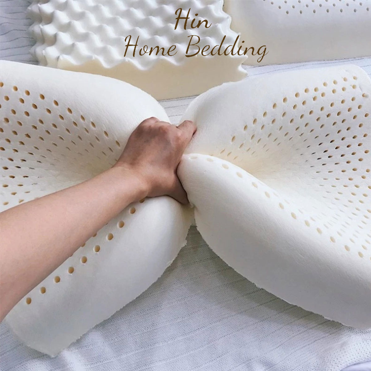 Gối Cao Su Massage Thiên Nhiên Kết Hợp Lượn Sóng Hin Home Bedding Gối Ngủ Nằm Êm Ngủ Ngon