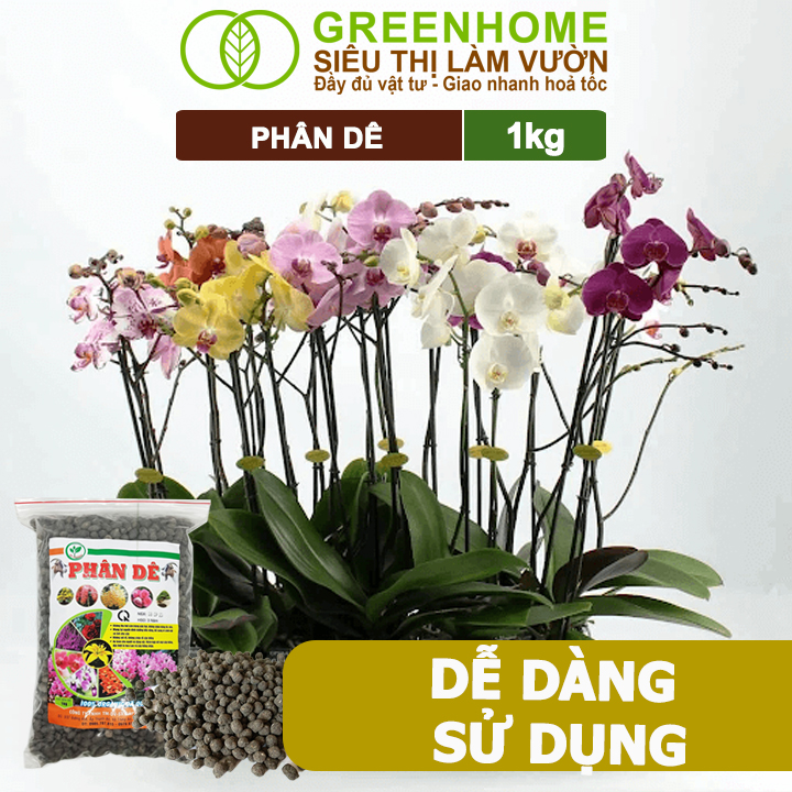 Phân Dê Trồng Lan Greenhome, Túi 1kg, Đã Qua Xử Lý, Không Mùi, Kích Rễ, Hoa Đậm Màu