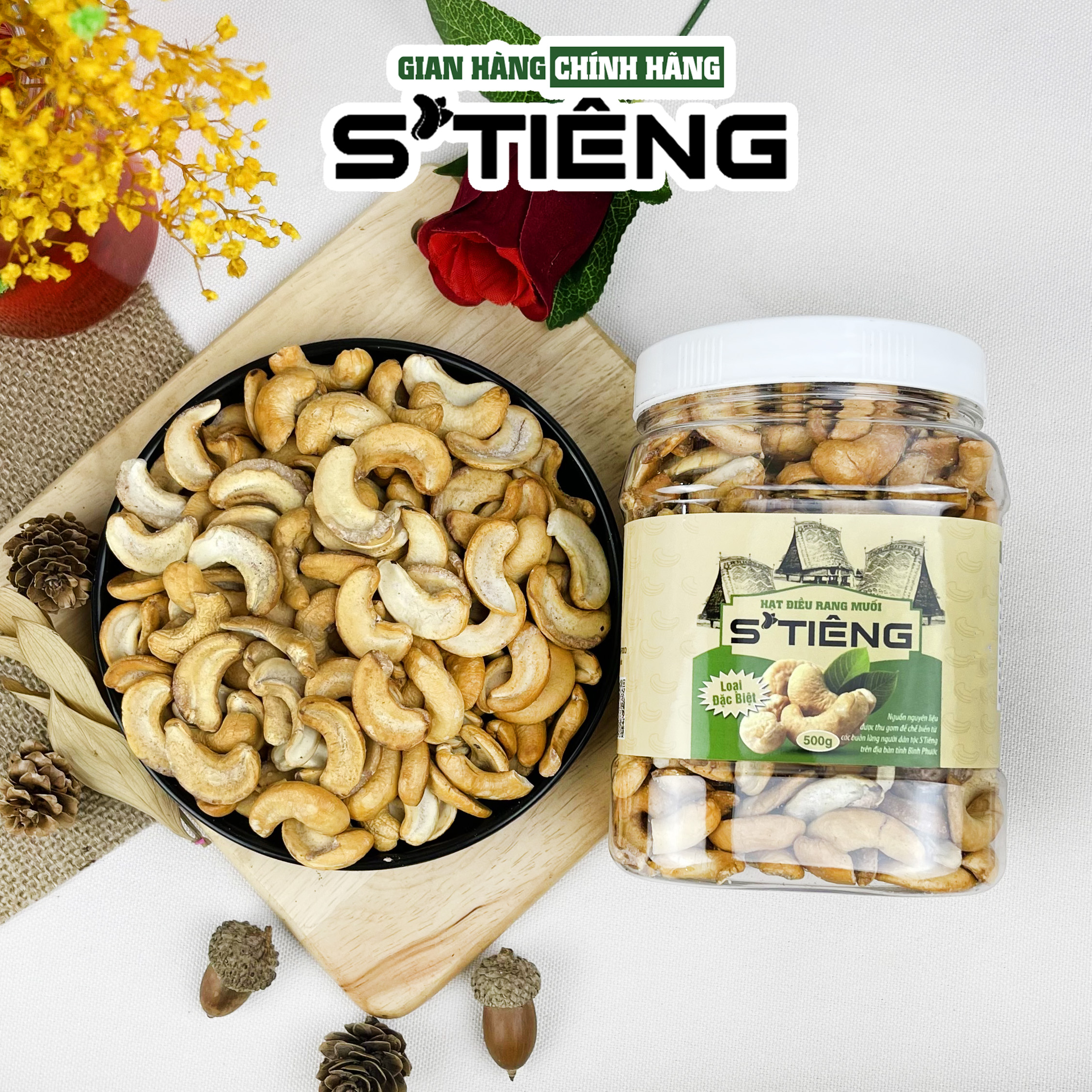 500Gr Hạt Điều Rang Muối Sạch Vỏ Bình Phước STiêng Loại Bể Vở Hộp Nhựa