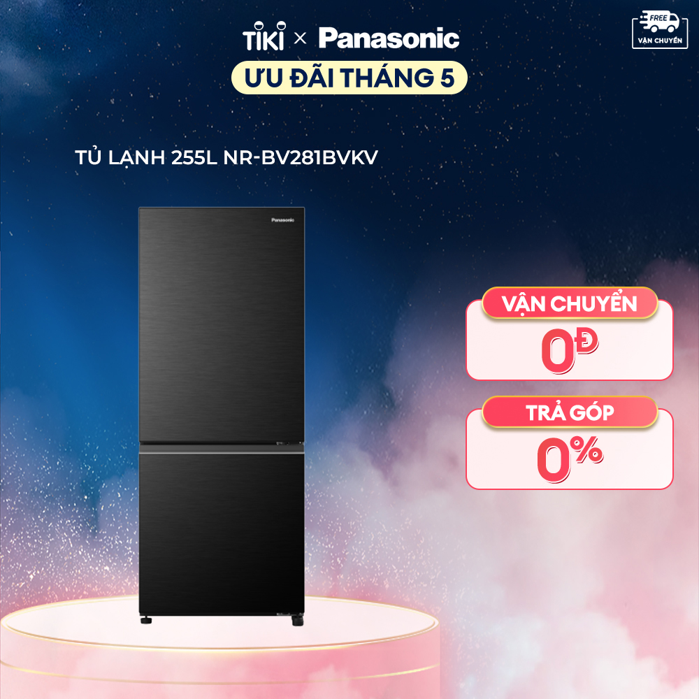 Tủ lạnh Panasonic Diệt Khuẩn 255L NR-BV281BVKV Cấp Đông Mềm - Ngăn Đá Dưới - Siêu Tiết Kiệm Điện Năng - Hàng chính hãng