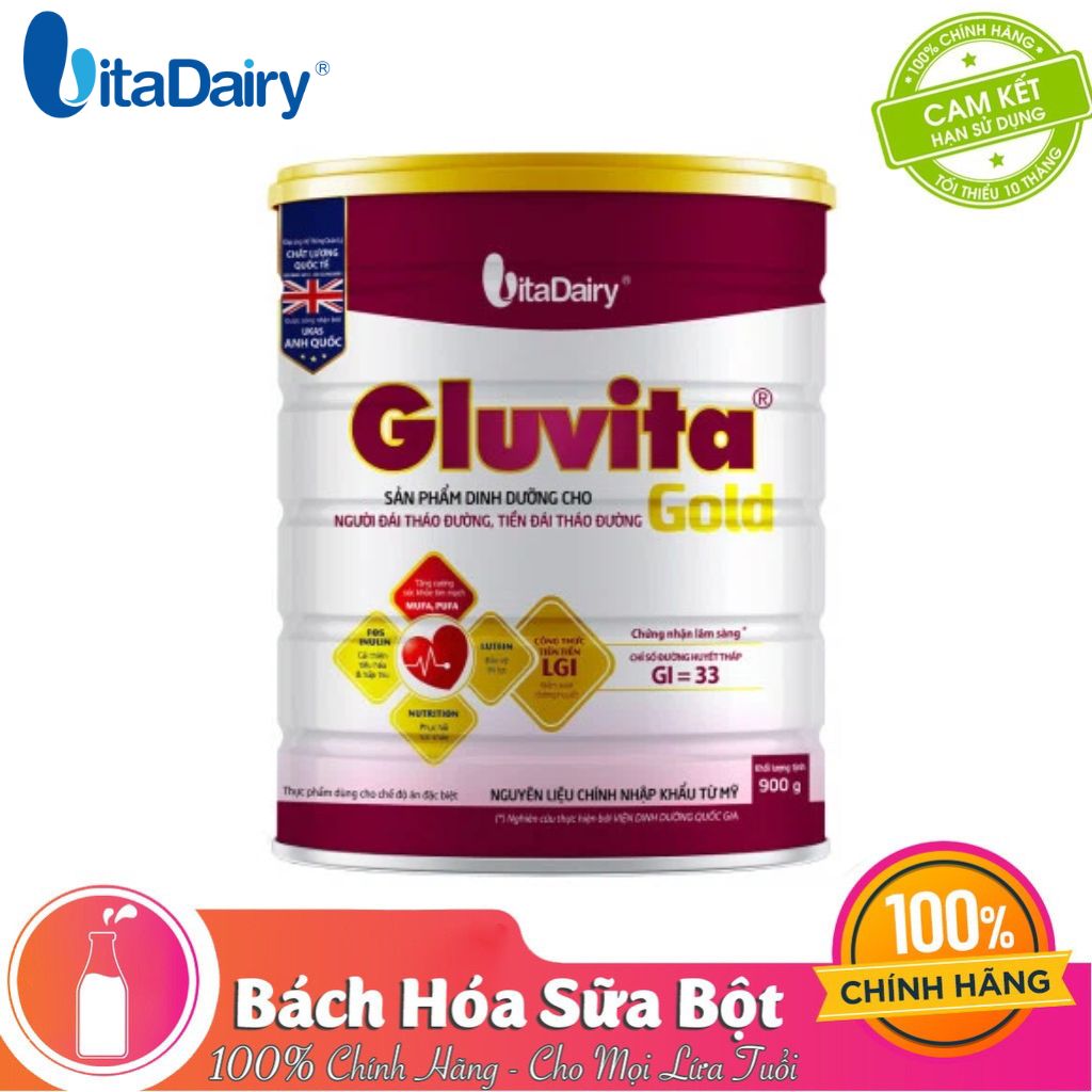 Sữa bột Gluvita Gold – Dinh dưỡng dành cho người bệnh ĐÁI THÁO ĐƯỜNG 900G